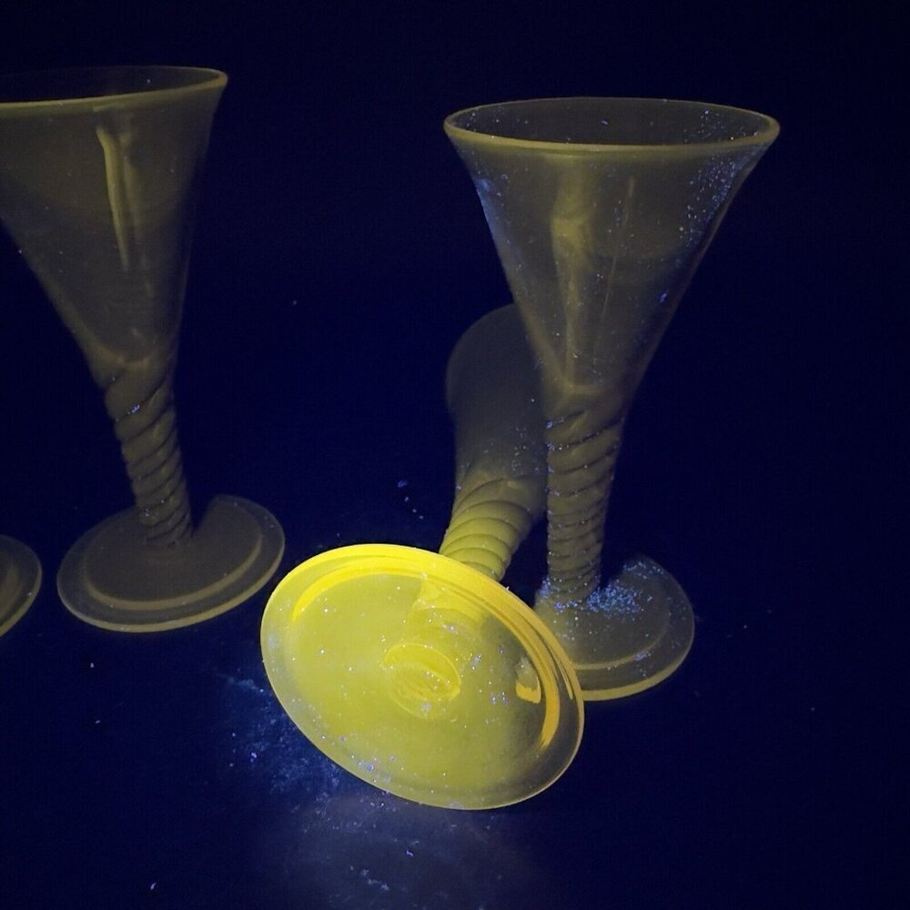 SIMON GATE Smokey Amber Goblet Glasses Spiral Stems Sandvik Orrefors 1920s Set 4 - Picture 13 of 16